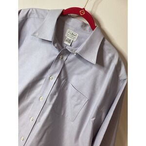 LL Bean Men's Traditional Fit Short Sleeve Button Down Shirt Lt Blue Size 17 1/2
